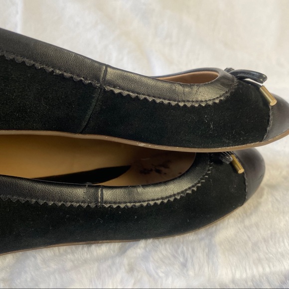 Lands End Black Faux Suede Black Bow Tie Flats - Picture 12 of 13